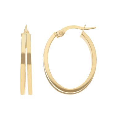 New 9ct Yellow Gold Double Row Oval Hoop Earrings