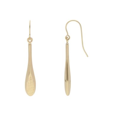 New 9ct Yellow Gold Long Bomber Drop Earrings