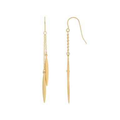 New 9ct Yellow Gold Hook Through Long Chain Drop Earrings