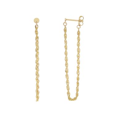 New 9ct Yellow Gold  Long Rope Link Chain Hoop Earrings