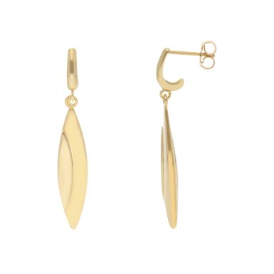 New 9ct Yellow Gold Long Bomber Drop Earrings