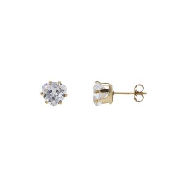 New 9ct Gold Rounded Triangle Shape Cubic Zirconia Stud Earrings