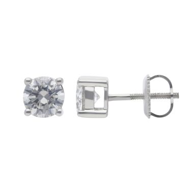 New 18ct White Gold 1.50ct Diamond Stud Earrings Screw Fittings