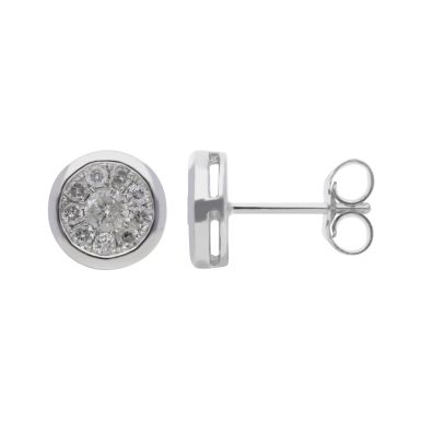 New 9ct White Gold 0.50ct Diamond Circle Stud Earrings