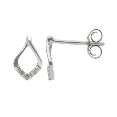 New 9ct White Gold Diamond Tear Drop Stud Earrings