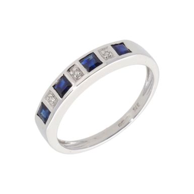 New 9ct White Gold Sapphire & Diamond Eternity Design Ring