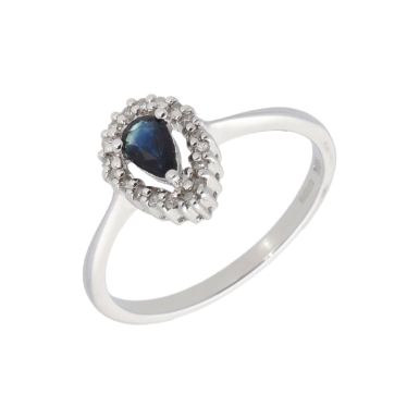 New 9ct White Gold Sapphire & Diamond Cluster Dress Ring