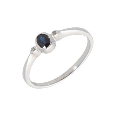 New 9ct White Gold Sapphire & Diamond Trilogy Dress Ring