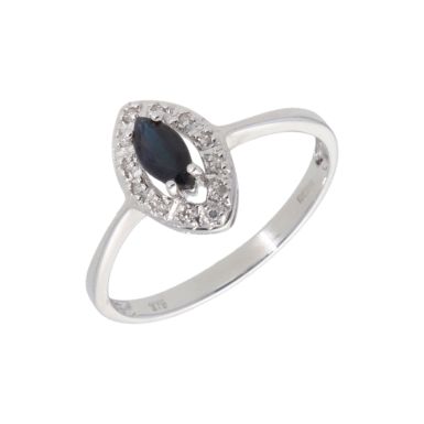 New 9ct White Gold Sapphire & Diamond Cluster Dress Ring