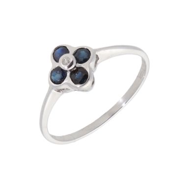 New 9ct White Gold Sapphire & Diamond Cluster Dress Ring