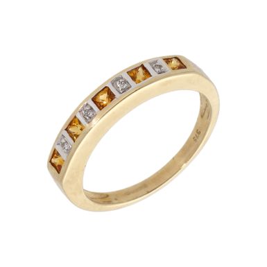 New 9ct Yellow Gold Yellow Sapphire & Diamond Eternity Ring