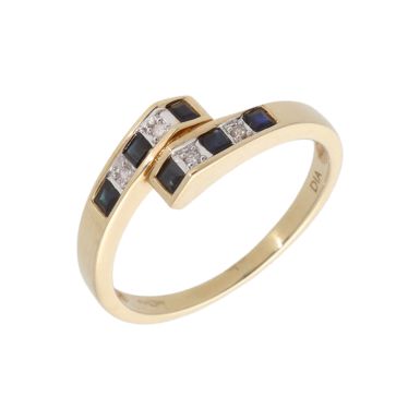 New 9ct Yellow Gold Sapphire & Diamond Twist Style Ring