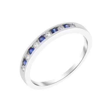 New 9ct White Gold Sapphire & Diamond Channel Set Eternity Ring