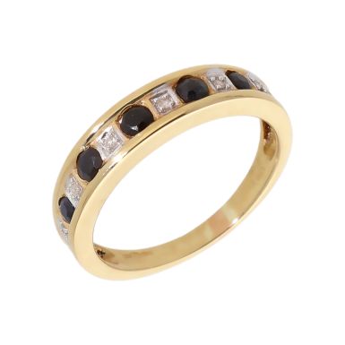 New 9ct Yellow Gold Sapphire & Diamond Eternity Ring