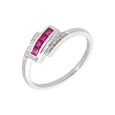 New 9ct White Gold Ruby & Diamond Dress Ring
