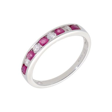 New 9ct White Gold Ruby & Diamond Eternity Style Ring