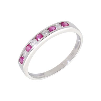 New 9ct White Gold Ruby & Diamond Eternity Style Ring