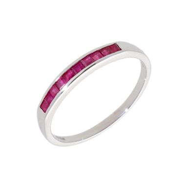 New 9ct White Gold Ruby Eternity Style Ring