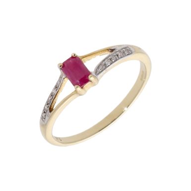 New 9ct Yellow Gold Ruby & Diamond Dress Ring