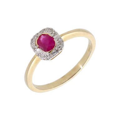 New 9ct Yellow Gold Ruby & Diamond Dress Ring