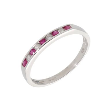New 9ct White Gold Ruby & Diamond Eternity Style Ring