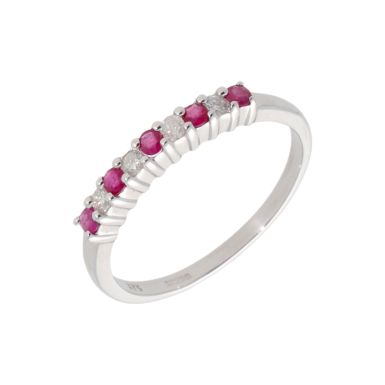 New 9ct White Gold Ruby & Diamond Eternity Style Ring