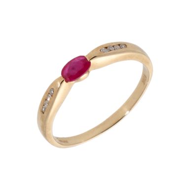 New 9ct Yellow Gold Ruby & Diamond Fancy Ring