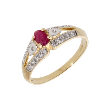 New 9ct Yellow Gold Ruby & Diamond Dress Ring