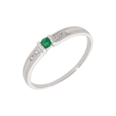 New 9ct White Gold Emerald & Diamond Dress Ring