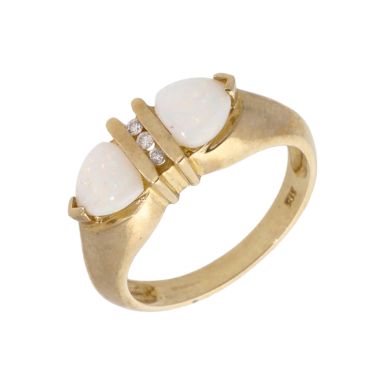 New 9ct Yellow Gold Opal & Diamond Dress Ring