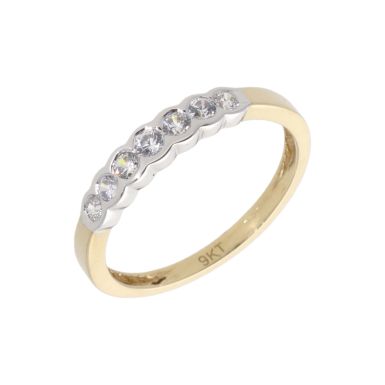 New 9ct Yellow Gold Graduated Cubic Zirconia Eternity Ring