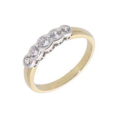 New 9ct Yellow Gold Graduated Cubic Zirconia 5 Stone Ring