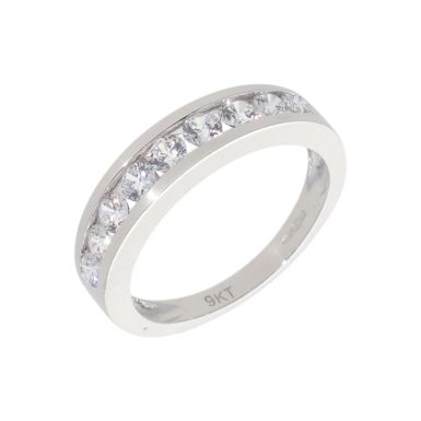 New 9ct White Gold Cubic Zirconia Eternity Ring