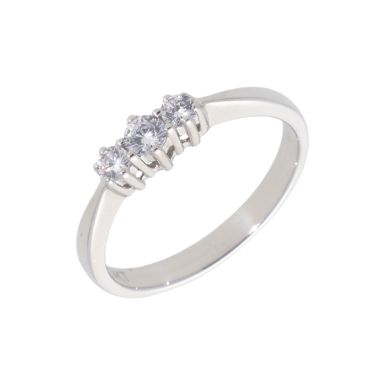 New 9ct White Gold Cubic Zirconia Trilogy Dress Ring