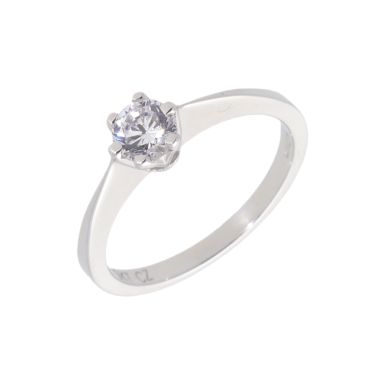 New 9ct White Gold Cubic Zirconia Solitaire Ring