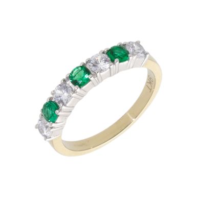 New 9ct Yellow Gold Green & White Cubic Zirconia Eternity Ring