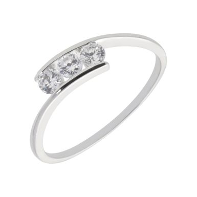 New 9ct White Gold Cubic Zirconia Trilogy Twist Ring