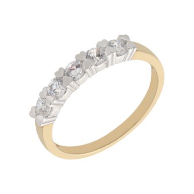 New 9ct Yellow Gold Cubic Zirconia Heart Detail Eternity Ring