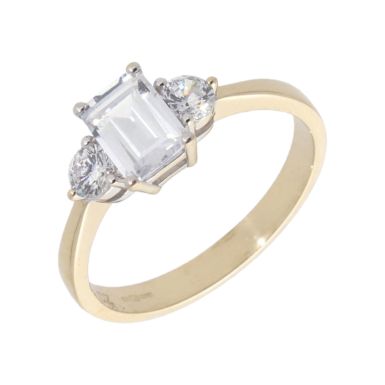 New 9ct Yellow Gold Cubic Zirconia 3 Stone Dress Ring