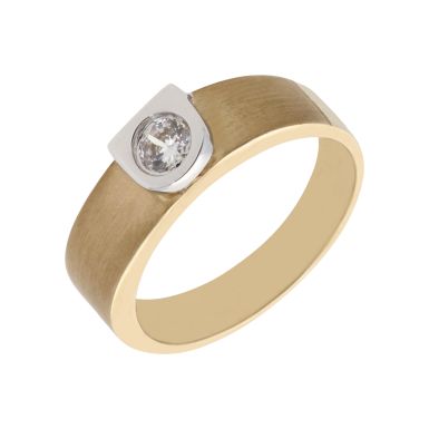 New 9ct Yellow & White Gold Cubic Zirconia Dress Ring