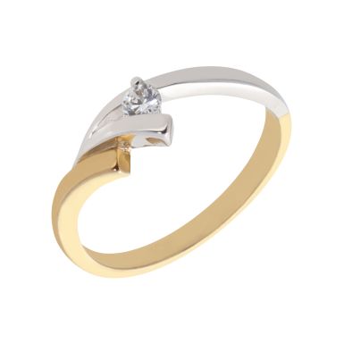 New 9ct Yellow & White Gold Cubic Zirconia Dress Ring