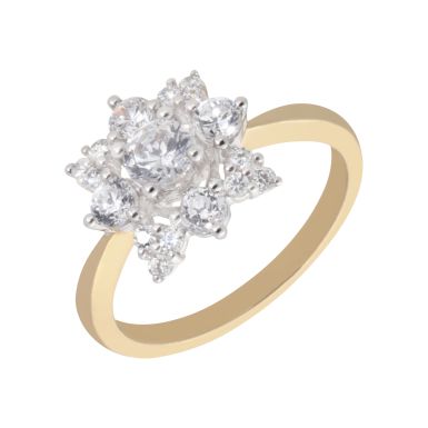 New 9ct Yellow Gold Cubic Zirconia Cluster Dress Ring
