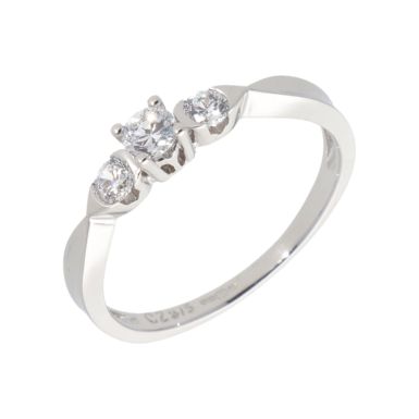 New 9ct White Gold  Cubic Zirconia Trilogy Dress Ring