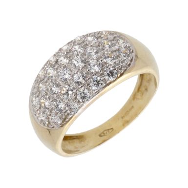 New 9ct Yellow Gold Cubic Zirconia Wide Band Dress Ring