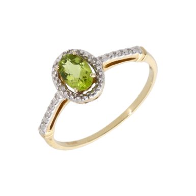 New 9ct Yellow Gold Peridot & Diamond Dress Ring