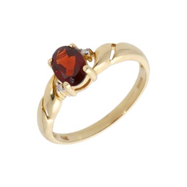 New 9ct Yellow Gold Garnet & Diamond Dress Ring