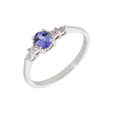 New 9ct White Gold Tanzanite & Diamond Dress Ring