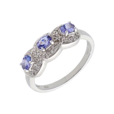 New 9ct White Gold Tanzanite & Diamond Dress Ring