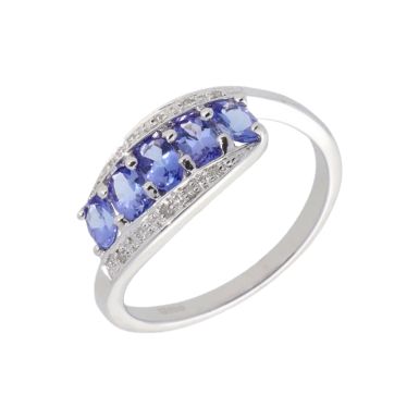 New 9ct White Gold Tanzanite & Diamond Dress Ring