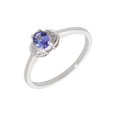 New 9ct White Gold Tanzanite & Diamond Dress Ring